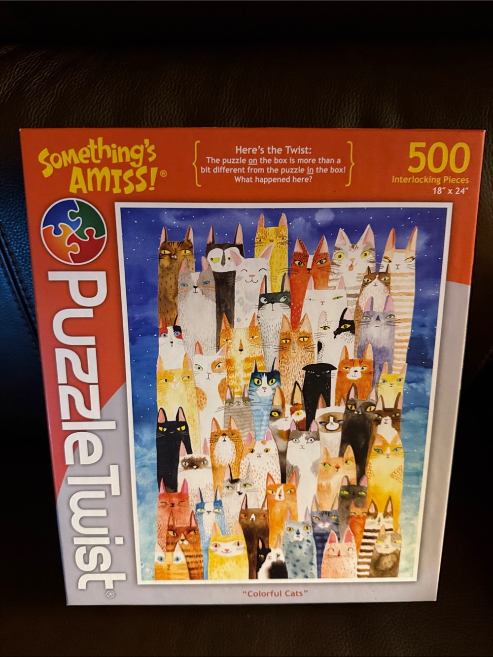 Somethings a miss Colorful Cats Jigsaw Puzzle - 500 pieces.  Complete.